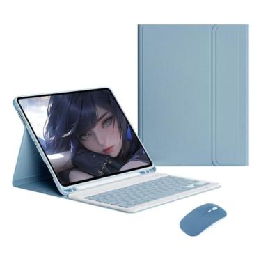 Imagem de Capa Tablet + teclado removível + Mouse Para Samsung Tab S7/S8 T870/875/X700/X706 (azul névoa, Teclado comum)