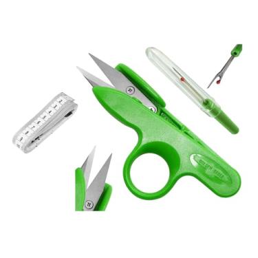 Imagem de Kit Costura Completo – Abridor de Casinha NYBC 7 cm + Fita Métrica Lanmax 1,5 M + Tesoura Reta de Arremate Golden Eagle TC-801 12 cm
