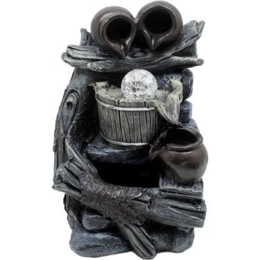 Imagem de Fonte Água Decorativa Resina Cascata 3 Quedas Bomba LED 35cm