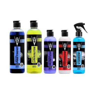 Imagem de Kit Lava Autos Completo Cuidados Carro Novo V8 Sanol 5un