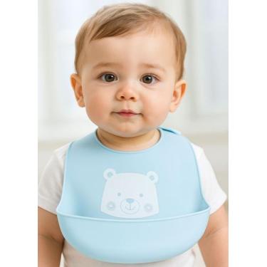 Imagem de Babador De Silicone Bebê Com Pega Migalhas Impermeável - Hipertextil, 