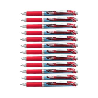 Imagem de Caneta de gel líquido retrátil de luxo RTX da Pentel EnerGel, Embalagem de 12, Vermelho, 0.5mm Needle