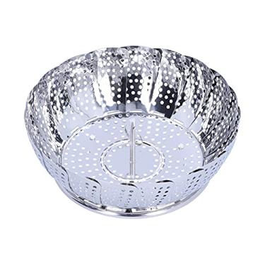 Imagem de Grcfumo Cesta de vapor de vegetais, rack de vapor dobrável de aço inoxidável multifuncional, acessório de cozinha expansível para cozinha para cozinha e comida de cozinha ao ar liv (L)