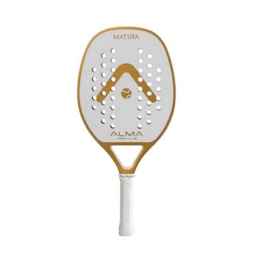 Imagem de Raquete Beach Tennis Carbono 1K Matira Branca e Dourada Alma Genius