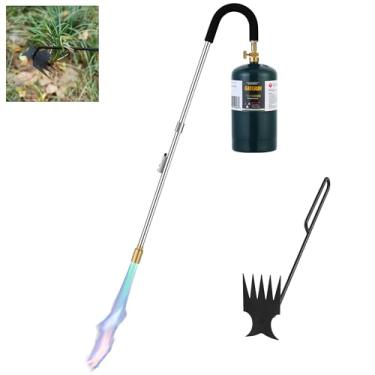 Imagem de GasBRUH Queimador de propano com tocha de ervas daninhas, 86 cm, inclui um ancinho, acendedor de fogo, acionador de carvão, maçarico com controle de chama e ignição para telhado, madeira, gelo e neve