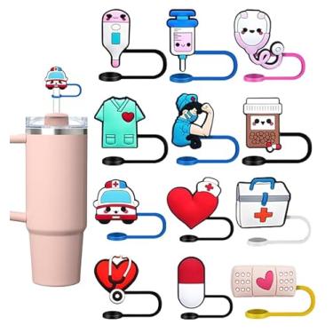 Imagem de GGDECA 12 peças de topo de palha para copo Stanley, tampa de cobertura de palha de silicone de 10 mm para copos Stanley 30 1,134 g, acessórios de tampa reutilizáveis