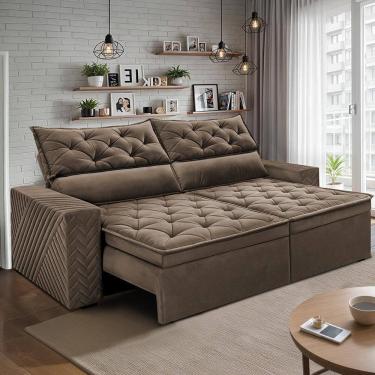 Imagem de Sofá Retrátil E Reclinável 2,00m Essence. Velusoft Cama Inbox Castor