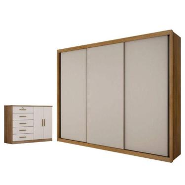 Imagem de Guarda Roupa Casal Palazzo E Cômoda Seul Cumaru 25 Fendi - Horizonte