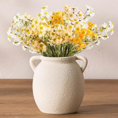 Imagem de Dobbyby Vaso pequeno de flores de cerâmica 15 cm Vaso rústico de cerâmica decorativa de terracota para decoração de casa, manto de mesa, lareira, sala de estar, banheiro, casamento, centro de mesa