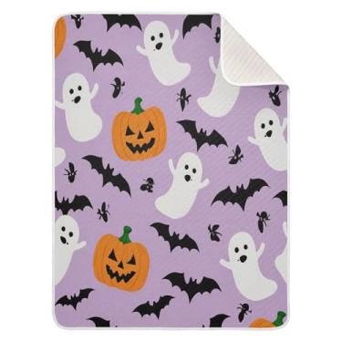 Imagem de Qilmy Cobertor de bebê Halloween Element 76 x 101 cm, cobertor infantil de algodão macio para meninos e meninas, cobertor leve e quente para bebês de berço, carrinho de bebê, soneca, recém-nascido