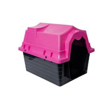 Imagem de Casa para Cachorro com Proteção UV – Tamanhos N3/N4/Universal, Plástico Resistente, Telhado Removível, Ventilação Lateral e Uso Externo Impermeável(Rosa - N3)
