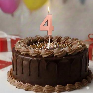 Imagem de Vela De Aniversário Mini Design Número Com 5Cm Silver Festas Rose (Número 4)