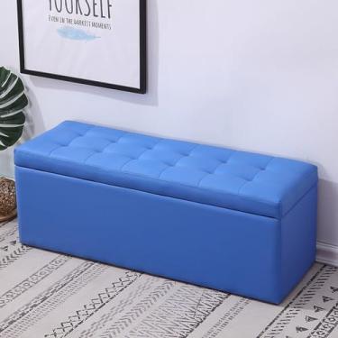 Imagem de Banco de entrada moderno com armazenamento com almofada, banco para quarto na extremidade da cama, banco de armazenamento de sala de estar, banco para entrada da porta da frente, banco de sapatos com