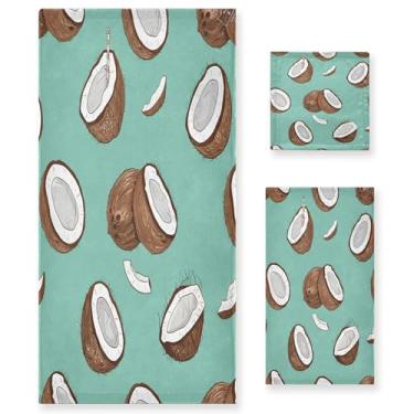 Imagem de xigua Conjunto de toalhas de banheiro Coconuts toalha de banho macia absorvente de 3 peças toalha de mão toalhas decorativas para banheiro, academia, hotel, praia, piscina