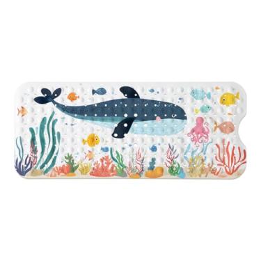 Imagem de Tapete de banheira infantil, tapete de banho antiderrapante com desenho animado para crianças e crianças, tapete de segurança para banheira antiderrapante com ventosas fortes, tapete de banho macio