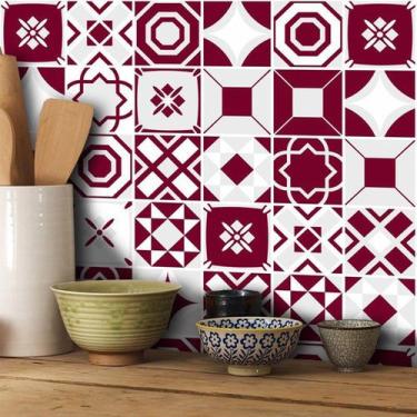 Imagem de Adesivo Destacável Azulejo para Cozinha Bragança Vinho - TaColado, 15 