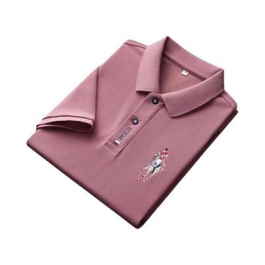 Imagem de Camisa polo masculina bordada casual moda manga curta verão top confor