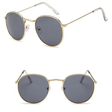 Imagem de Óculos de sol de luxo vintage espelho feminino/homem clássico redondo ao ar livre óculos de sol UV400 Óculos de Sol Gafas,C3,liga