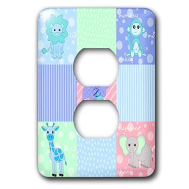 Imagem de 3dRose lsp_13840_6 Baby Selgle Animals Print Bright Colors 2 Plug Cover Outlet Cover