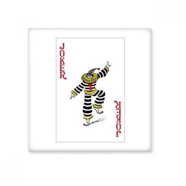 Imagem de Azulejo de cerâmica com padrão de cartas de baralho Coringa vermelho brilhante decalque de pedra adornada de tijolo esmaltado