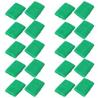 Imagem de Mallofusa Pacote com 10 Pulseiras de Basquete Esportivas Coloridas Absorventes de Futebol Festa ao Ar Livre, Verde, Standard