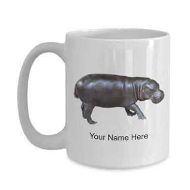 Imagem de Caneca personalizada Pygmy-Hippo, xícara de café Pygmy-Hippo, ideia de presente Pygmy-Hippo, copo de café personalizado Pygmy-Hippo - Caneca de café de 445 ml