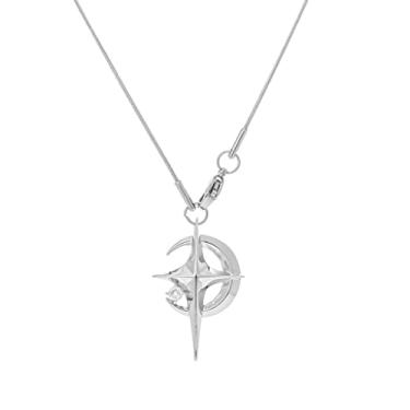 Imagem de ✪ Colar moderno com pingente de estrela da lua simples, colar de corrente de clavícula, joia de presente para mulheres e meninas, Aço inoxidável, Sem Pedra Preciosa