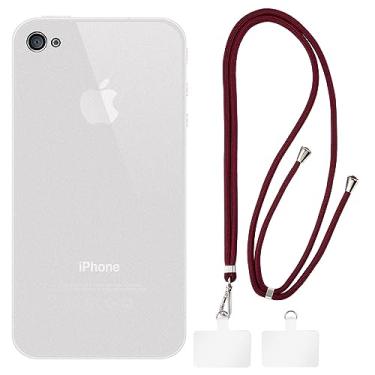 Imagem de Shantime Capa para iPhone 4 + cordões universais para celular, pescoço/alça macia de silicone TPU capa protetora para iPhone 4S (3,5 polegadas)