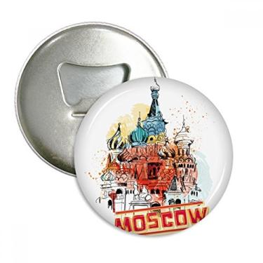 Imagem de Rússia, Moscou, Catedral de São Basílio Abridor de Mamadeiras Redondo, Ímã, Broches, Presente de 3 Peças