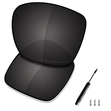 Imagem de SAUCER Lentes de substituição premium e chave de fenda T4 e parafuso para óculos de sol Oakley TwoFace XL OO9350 de alta definição - preto carbono polarizado