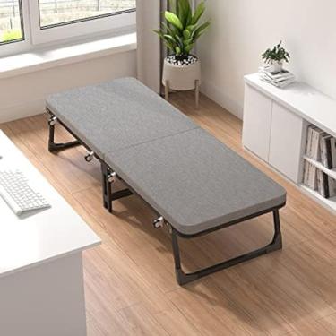 Imagem de Cama dobrável dobrável com colchão, camas dobráveis ​​para adultos, colchão de espuma viscoelástica com rodízios, fácil de transportar e montar, 183 * 60 * 34 cm