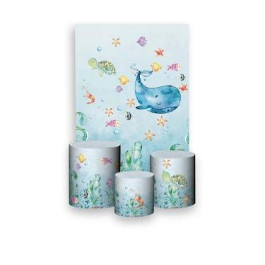 Imagem de Painel De Festa Vertical 1,50 x 2,20 + Trio De Capas Cilindro - Fundo 