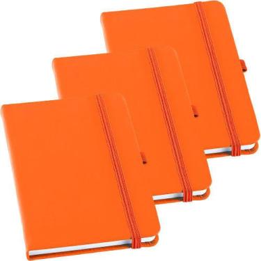Imagem de Kit 3x Caderneta de Anotações 9x14cm 80 Fls Sem Pauta Laranja - TopGet