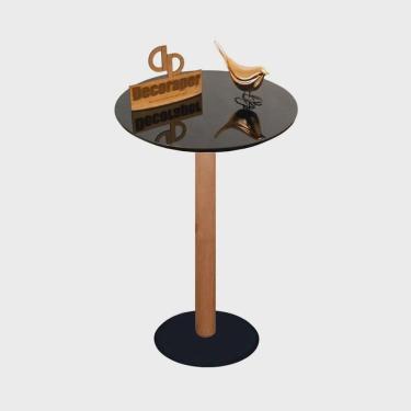 Imagem de Mesa de Apoio Monopé para Sofá Redonda 35cm X70cm Preto