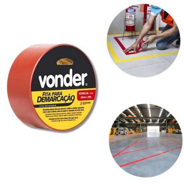Imagem de Fita Demarcação De Solo Chão Sinalização Vermelho 48mmx30m - Vonder
