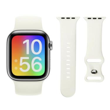 Imagem de NewJourney Pulseira Esportiva de Silicone à Prova D'água para Crianças e Adultos, Compatível com Apple Watch Series 8/7/6/5/4/3/2/1/SE 38/40/41/42/44/45 mm, Branco
