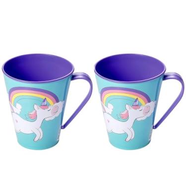 Imagem de Kit 2 Canecas Unicórnio com Alça 360ml Infantil BPA Free