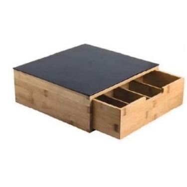 Imagem de Caixa Café Chá Ecokitchen Bambu e Vidro MimoStyle BM20400 - Mimo Style