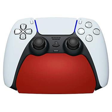 Imagem de playvital Suporte de exibição vermelho para ps5, acessórios de gamepad, suporte de mesa para controle ps5 com almofadas de borracha