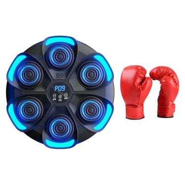 Imagem de Deevoka Máquina de boxe musical, treinador de boxe, saco de areia com reação leve, almofada de perfuração com luvas para fitness, karatê interno, Preto