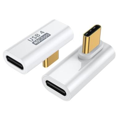 Imagem de AuviPal Adaptador USB C de 90 graus (pacote com 2), conector USB tipo C esquerdo e direito em forma de L para Meta Quest, MacBook, iMac, iPad, iPhone 16 15 Series e outros dispositivos tipo C ou