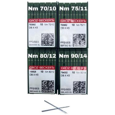 Imagem de Groz-Beckert 80 Unidades de Agulha Dbxk5 Ponto Ffgball 20 Unidades de Cada Tamanho (7010) (7511) (8012) (9014) Agulhas de Máquina de Costura de Bordado Compatíveis com Tajima Barudan Swf Feiyue Feiya