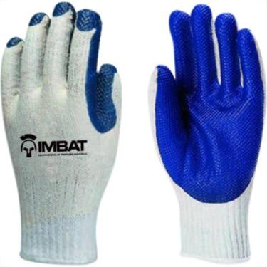 Imagem de Luva Imbat Tricotada Banho Vulcan Azul 10 - Kit C/12 Unidades