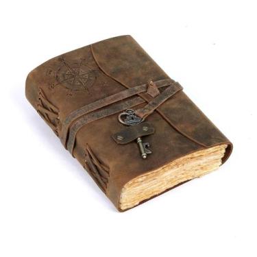Imagem de Caderno de Couro Vintage C Compass - 13x18cm, 240 Páginas