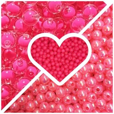 Imagem de Kit Trio Pérolas 6mm E 8mm com 300 pçs + Fio Silicone Miçanga Missanga Pulseira Colar Artesanato (Pink)