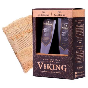 Imagem de Kit Barbear Presente: Gel de Barbear + Gel Pós Barba + Toalha Viking