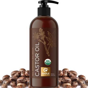Imagem de Óleo de rícino orgânico Maple Holistics 480 ml para cuidados com o cabelo e a pele