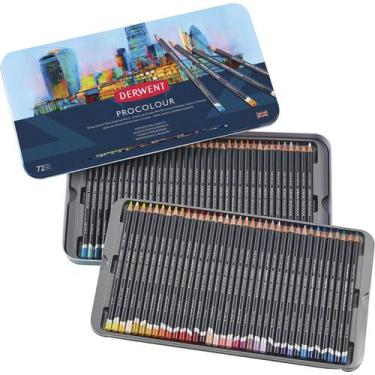 Imagem de Lápis de Cor Permanente Procolour 72 Cores Estojo Lata - Derwent, Únic