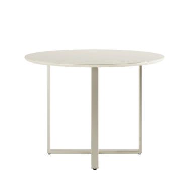 Imagem de Mesa de Jantar Redonda 108cm e Tampo de Vidro Arcádia Off White Fosco/Champanhe