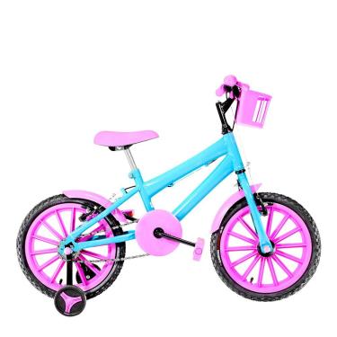 Imagem de Bicicleta Infantil Aro 16 Nylon Cor Azul Claro E Rosa